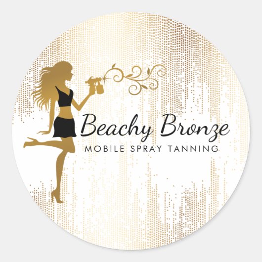 美しいガール金ゴールドブロンズ雨パターンスプレー日焼け ラウンドシール (正面)