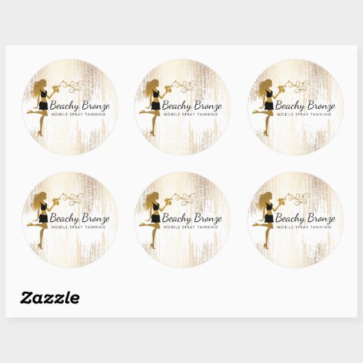 美しいガール金ゴールドブロンズ雨パターンスプレー日焼け ラウンドシール (シート)
