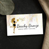 美しいガール金ゴールドブロンズ雨パターンスプレー日焼け 名刺