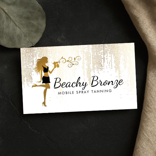 美しいガール金ゴールドブロンズ雨パターンスプレー日焼け 名刺