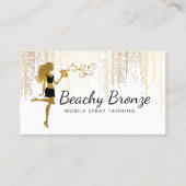 美しいガール金ゴールドブロンズ雨パターンスプレー日焼け 名刺 (正面)