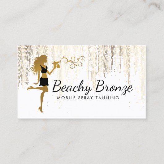 美しいガール金ゴールドブロンズ雨パターンスプレー日焼け 名刺 (正面)