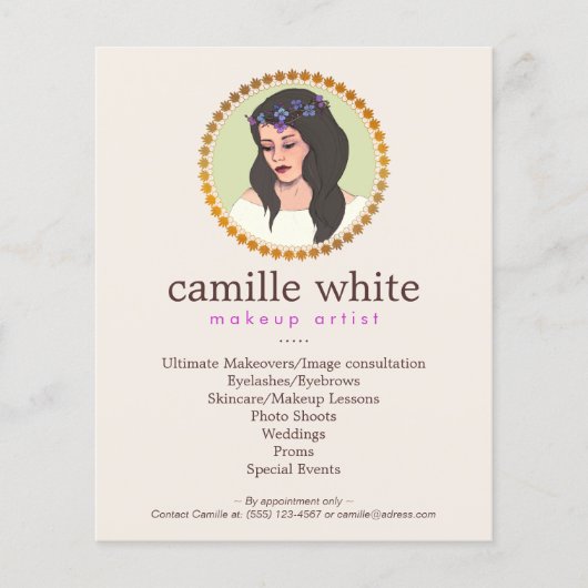 美しいガール、メイクアップアーティストとヘアシリストピンク チラシ (正面)