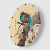 美しいキジの咲く木のヴィンテージの日本語 ラージ壁時計 (傾斜)