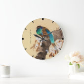 美しいキジの咲く木のヴィンテージの日本語 ラージ壁時計 (ホーム)