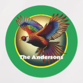 美しいキジの雄鶏 ラベル (デザイン2)