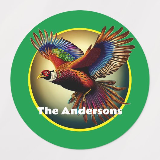 美しいキジの雄鶏 ラベル (デザイン2)