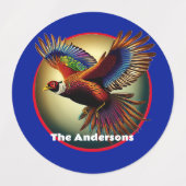 美しいキジの雄鶏 ラベル (デザイン1)