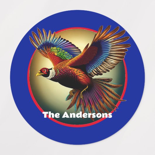 美しいキジの雄鶏 ラベル (デザイン1)