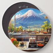 美しいキッチンと山富士 缶バッジ (正面&裏面)