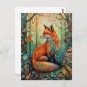 美しいキツネの森のアートハガキ ポストカード (正面/裏面)