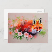 美しいキツネの花の水色 ポストカード (正面/裏面)