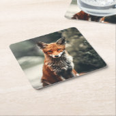 美しいキツネインザワイルド スクエアペーパーコースター (アングル)