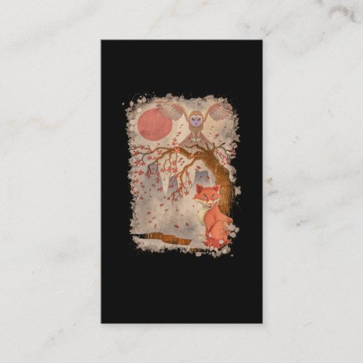 美しいキツネフクロウの木の自然愛好者 名刺 (正面)