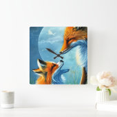 美しいキツネ スクエア壁時計 (ホーム)