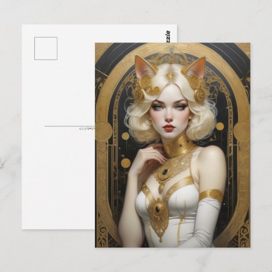 美しいキャットガール、ポストクロッシング ポストカード (正面/裏面)