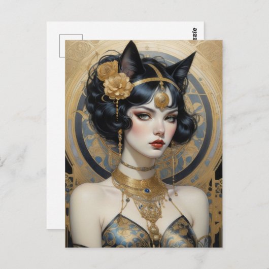 美しいキャットガール、ポストクロッシング ポストカード (正面/裏面)