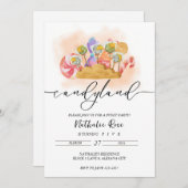 美しいキャンディランド テーマの招待状 キャンディ テーマ 招待状 (正面/裏面)