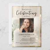 美しいキャンドル、人生の祝祭写真付き葬儀案内 招待状 (正面)