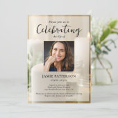 美しいキャンドル、人生の祝祭写真付き葬儀案内 招待状 (スタンド正面)