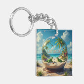 美しいキュラソービーチ球 キーホルダー (正面左)