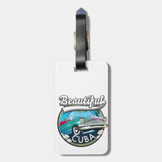 美しいキューバのレトロロゴ。 ラゲッジタグ (裏面縦)