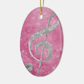 美しいキラキラ効果シルバートレブルクレフ、 音符記号 セラミックオーナメント (左)