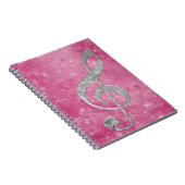 美しいキラキラ効果シルバートレブルクレフ、 音符記号 ノートブック (右側)