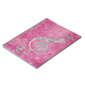 美しいキラキラ効果シルバートレブルクレフ、 音符記号 ノートブック (左側)