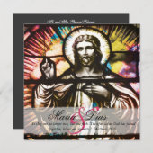 美しいキリスト教のステンドグラス ウェディング 招待状 (正面/裏面)