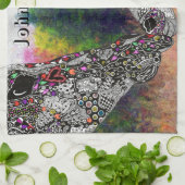 美しいキリンと彼女のふくらはぎのキッチンタオル キッチンタオル (折り畳み)