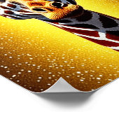 美しいキリンと金ゴールドグリッター ポスター (角)