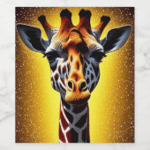 美しいキリンと金ゴールドグリッター ワインラベル (シングルラベル)