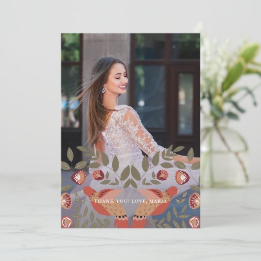 美しいキンセアニェラフィエスタありがとう写真 招待状 (スタンド正面)