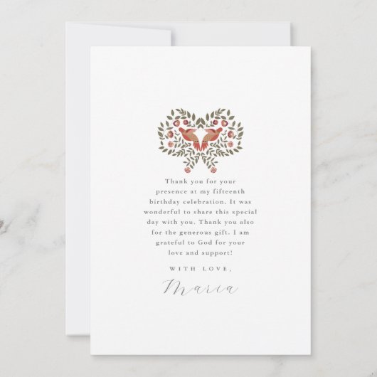 美しいキンセアニェラフィエスタありがとう写真 招待状 (裏面)