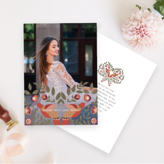 美しいキンセアニェラフィエスタありがとう写真 招待状