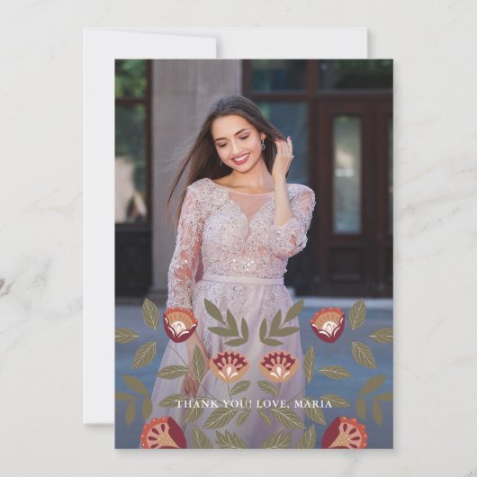 美しいキンセアニェラフィエスタありがとう写真 招待状 (正面)