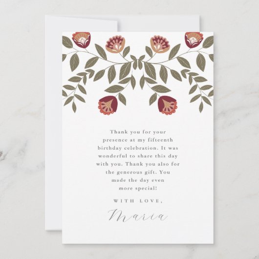 美しいキンセアニェラフィエスタありがとう写真 招待状 (裏面)