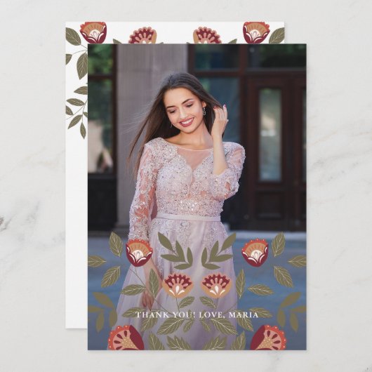 美しいキンセアニェラフィエスタありがとう写真 招待状 (正面/裏面)