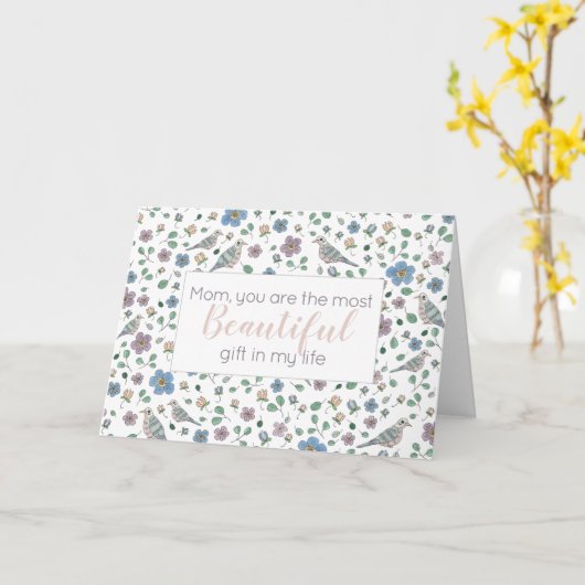 美しいギフトガーリーガーデンドーヴマザーズデイ カード (黄色い花)