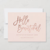 美しいギフト券の赤面のばら色の金ゴールドこんにちは 招待状 (正面)