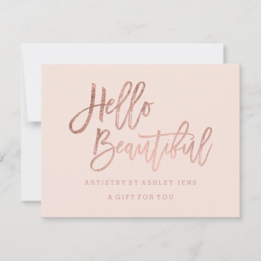 美しいギフト券の赤面のばら色の金ゴールドこんにちは 招待状 (正面)