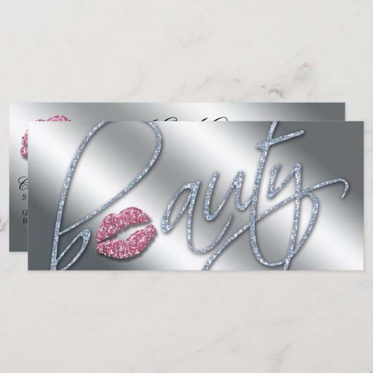 美しいギフト券メイクアップアーティストグリッターピンク (正面/裏面)