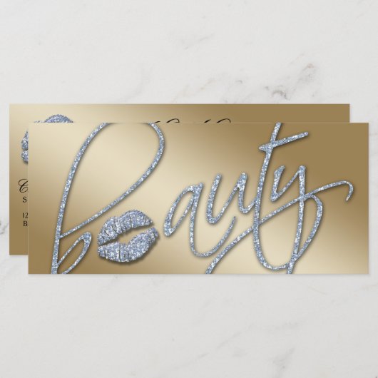 美しいギフト券メイクアップアーティストグリッター金ゴールド (正面/裏面)