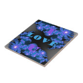 美しいギャラクティックブルーのラブテキストパターンデザイン タイル (側面)