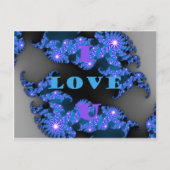 美しいギャラクティックブルーのラブテキストパターンデザイン ポストカード (正面)
