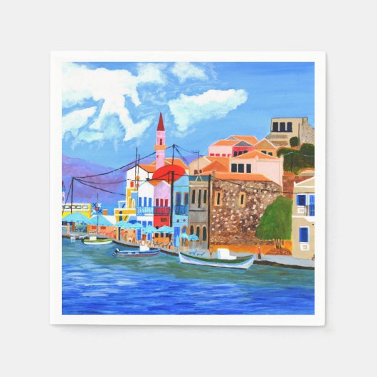 美しいギリシャのナプキン スタンダードカクテルナプキン (正面)