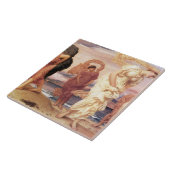 美しいギリシャの女性がビーチで小石を拾う タイル (側面)