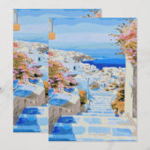 美しいギリシャの招待カード 招待状 (正面/裏面)