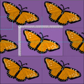 美しいクイーン蝶パターンオレンジパープル ファブリック (タイル)